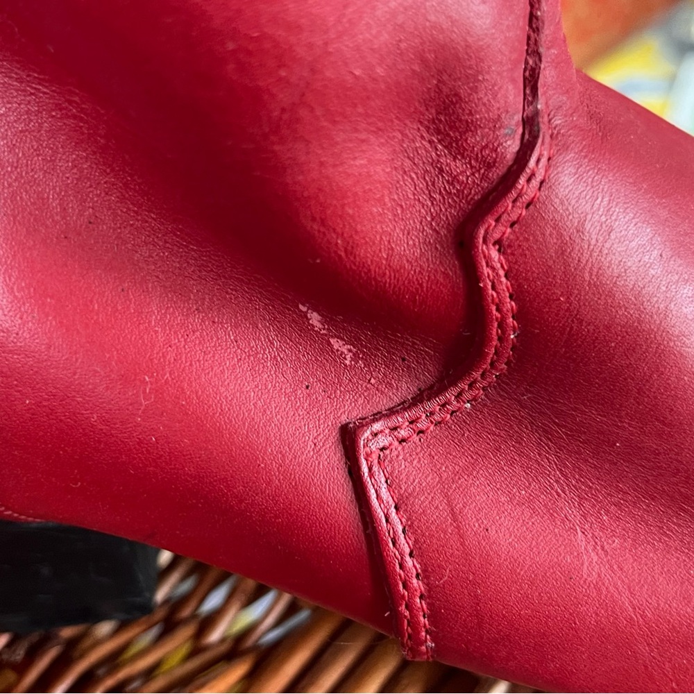 Oak Tree Farms Fringe Red Women's Western Boots with Decorative Chain - Picture 7 of 15